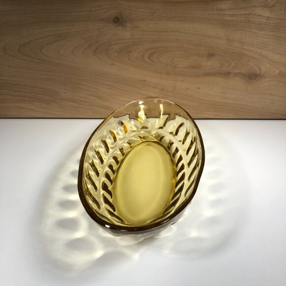 VINTAGE Indiana Glass 10" Amber Brown Oval Relish Serving Dish Thumbprint MCM - Picture 3 of 9